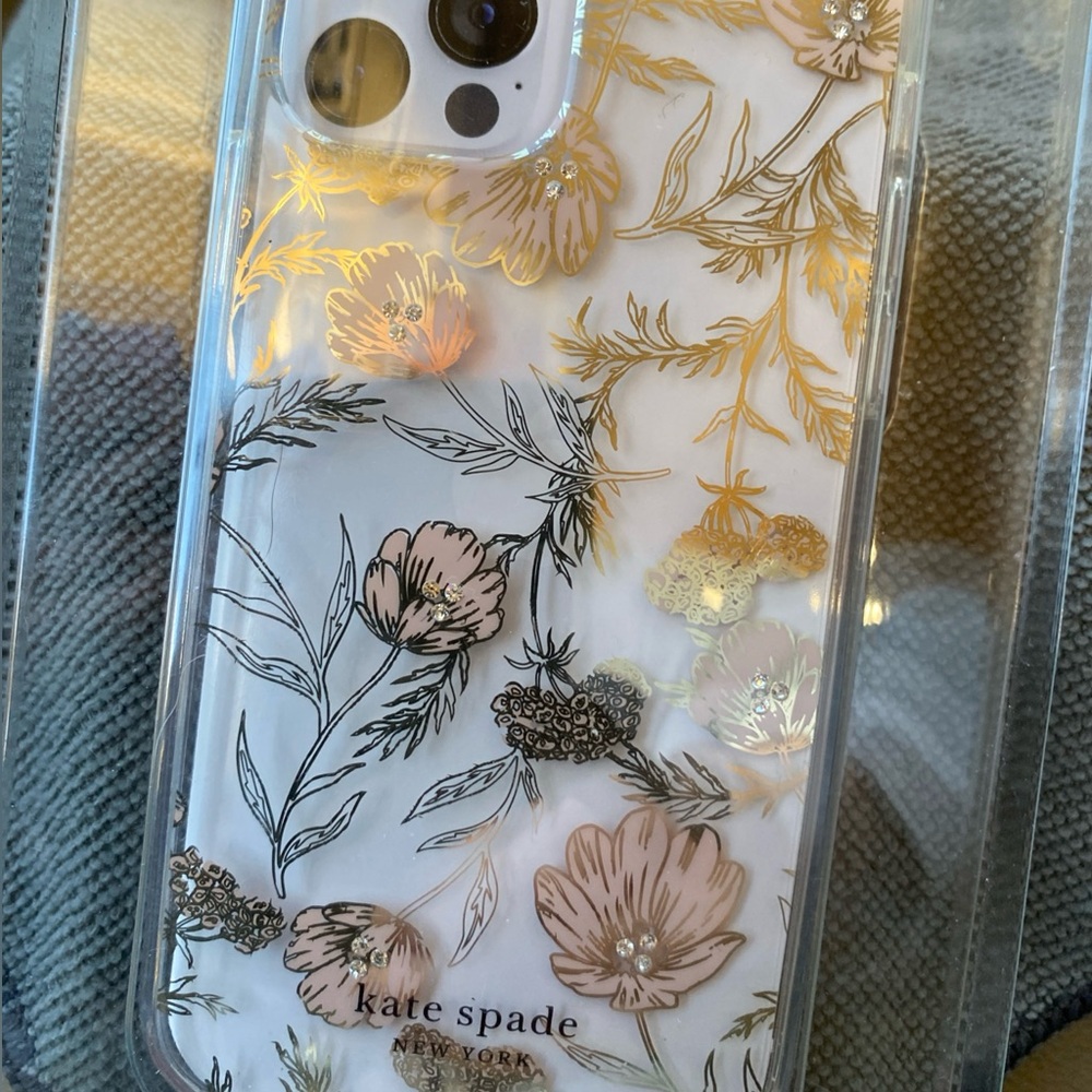 KATE SPADE New York “iPhone 11 Plus Case” Clear w/Pink Floral Rhinestones NEW